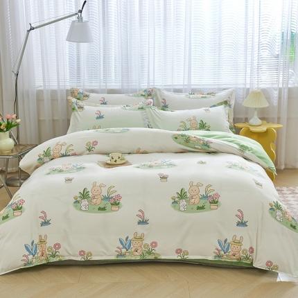 91家纺网 家纺一手货源 找家纺 爱诗诺家纺 2025新款植物羊绒四件套印花单被套 惬意时光