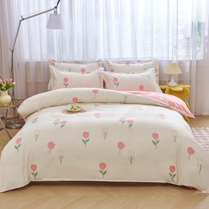 91家纺网 家纺一手货源 找家纺 爱诗诺家纺 2025新款植物羊绒四件套印花单被套 郁金香