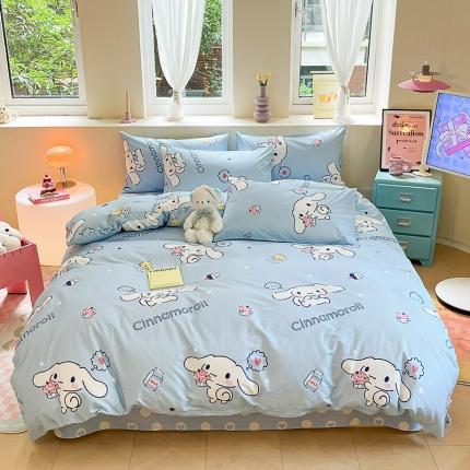 91家纺网 家纺一手货源 找家纺 金爱家 2023新款三丽鸥正版授权纯棉印花系列四件套 棉三丽鸥-牛奶玉桂狗