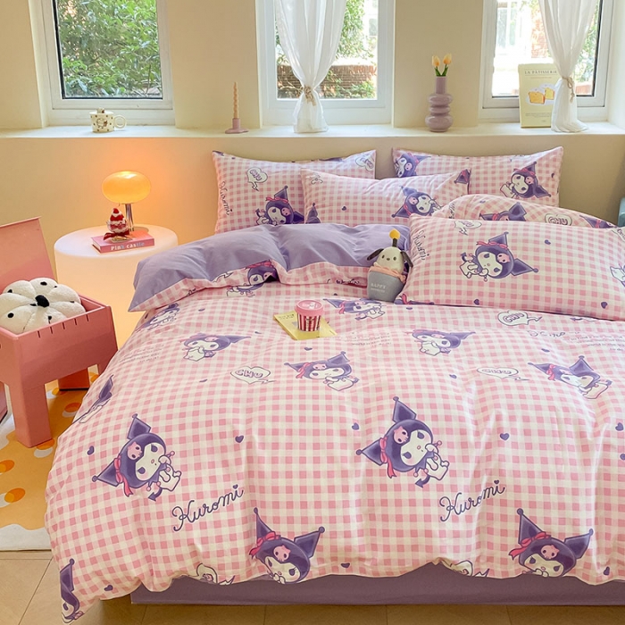 91家纺网 家纺一手货源 找家纺 金爱家 2023新款三丽鸥正版授权纯棉印花系列四件套 棉三丽鸥-库洛米之心