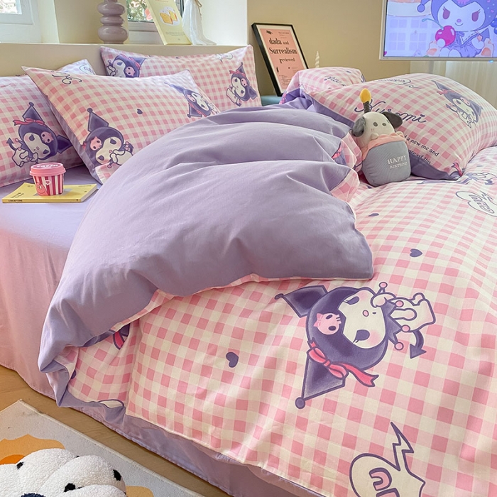 91家纺网 家纺一手货源 找家纺 金爱家 2023新款三丽鸥正版授权纯棉印花系列四件套 棉三丽鸥-库洛米之心