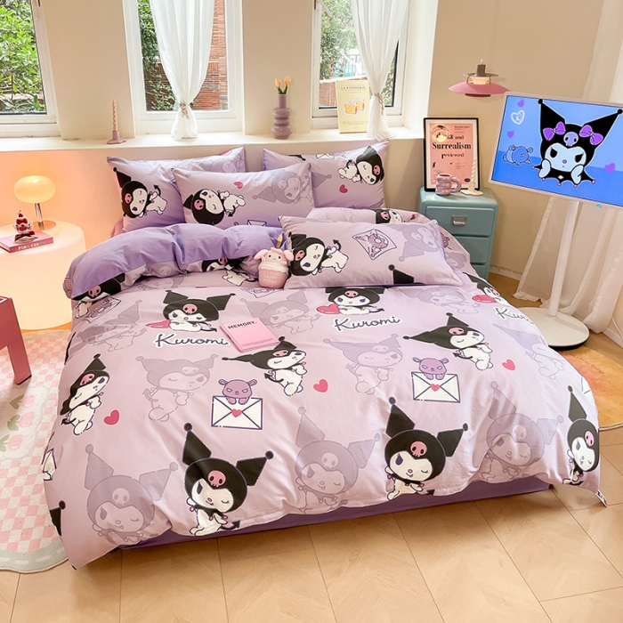 91家纺网 家纺一手货源 找家纺 金爱家 2023新款三丽鸥正版授权纯棉印花系列四件套 棉三丽鸥-魔法库洛米