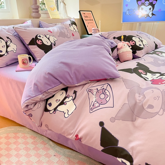 91家纺网 家纺一手货源 找家纺 金爱家 2023新款三丽鸥正版授权纯棉印花系列四件套 棉三丽鸥-魔法库洛米