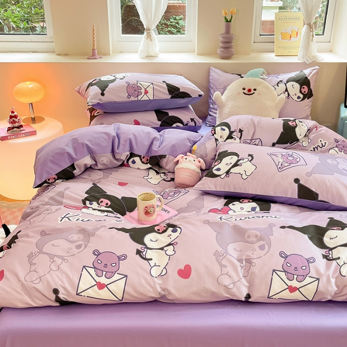 91家纺网 家纺一手货源 找家纺 金爱家 2023新款三丽鸥正版授权纯棉印花系列四件套 棉三丽鸥-魔法库洛米