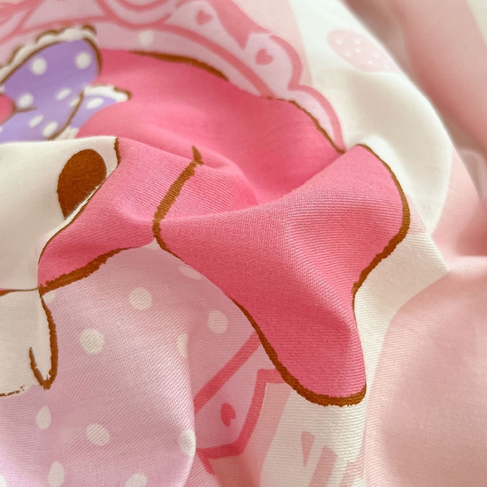 91家纺网 家纺一手货源 找家纺 金爱家 2023新款三丽鸥正版授权纯棉印花系列四件套 棉三丽鸥-甜甜美乐蒂