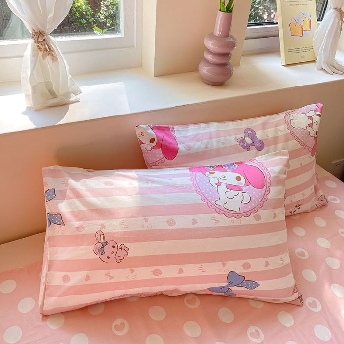 91家纺网 家纺一手货源 找家纺 金爱家 2023新款三丽鸥正版授权纯棉印花系列四件套 棉三丽鸥-甜甜美乐蒂