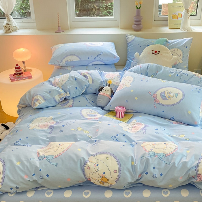 91家纺网 家纺一手货源 找家纺 金爱家 2023新款三丽鸥正版授权纯棉印花系列四件套 棉三丽鸥-玉桂狗