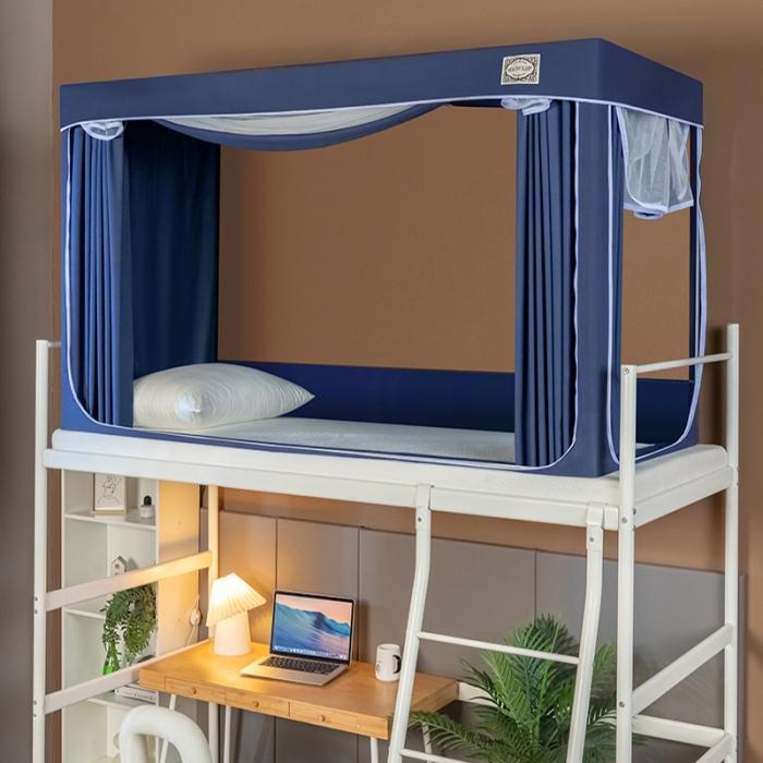 91家纺网 家纺一手货源 找家纺 学生上下铺床 帘蚊帐支架一体式单人男女寝室床幔遮挡帘0.9m米床