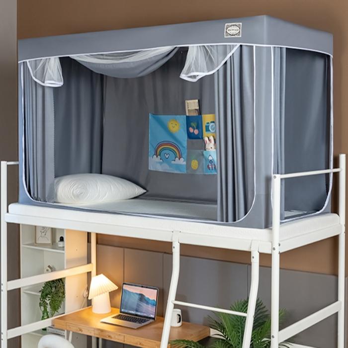 91家纺网 家纺一手货源 找家纺 学生上下铺床 帘蚊帐支架一体式单人男女寝室床幔遮挡帘0.9m米床