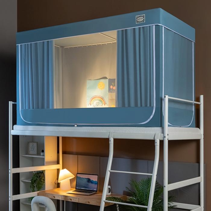 91家纺网 家纺一手货源 找家纺 学生上下铺床 帘蚊帐支架一体式单人男女寝室床幔遮挡帘0.9m米床