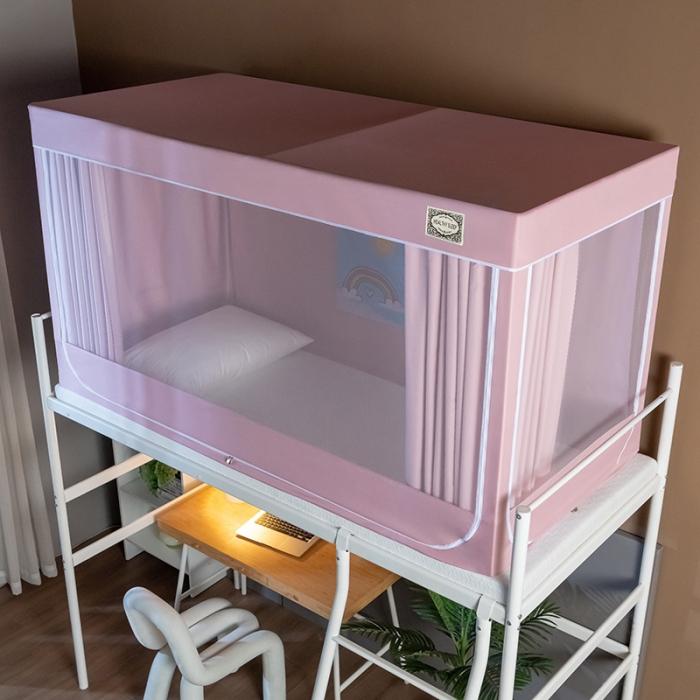 91家纺网 家纺一手货源 找家纺 学生上下铺床 帘蚊帐支架一体式单人男女寝室床幔遮挡帘0.9m米床