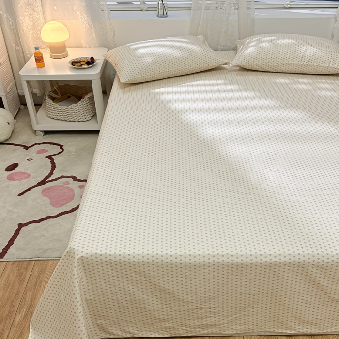 91家纺网 家纺一手货源 找家纺 洋铭区 2023新款全棉单品床单 小紫爱心