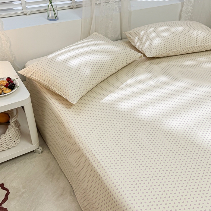 91家纺网 家纺一手货源 找家纺 洋铭区 2023新款全棉单品床单 小紫爱心