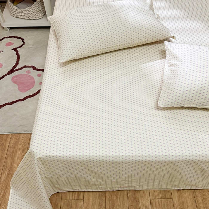 91家纺网 家纺一手货源 找家纺 洋铭区 2023新款全棉单品床单 小紫爱心