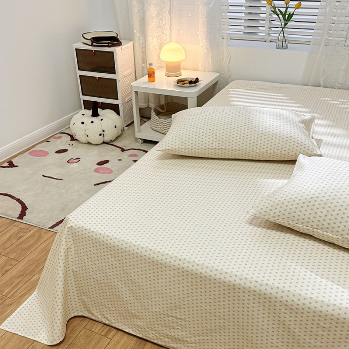 91家纺网 家纺一手货源 找家纺 洋铭区 2023新款全棉单品床单 小紫爱心