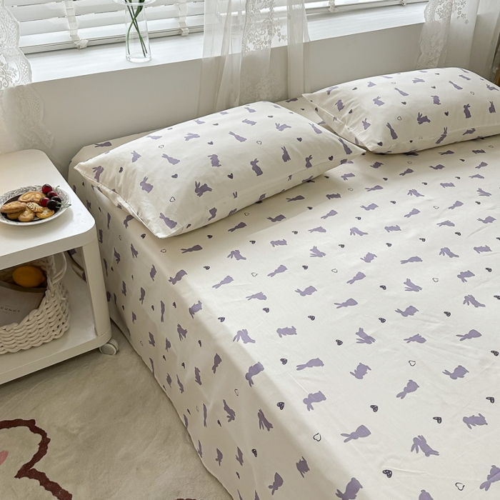 91家纺网 家纺一手货源 找家纺 洋铭区 2023新款全棉单品床单 紫小兔