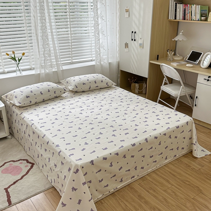 91家纺网 家纺一手货源 找家纺 洋铭区 2023新款全棉单品床单 紫小兔