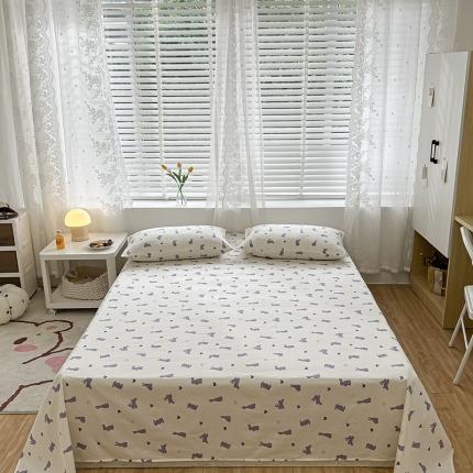 洋铭区 2023新款全棉单品床单 紫小兔