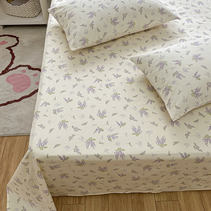 91家纺网 家纺一手货源 找家纺 洋铭区 2023新款全棉单品床单 紫樱花