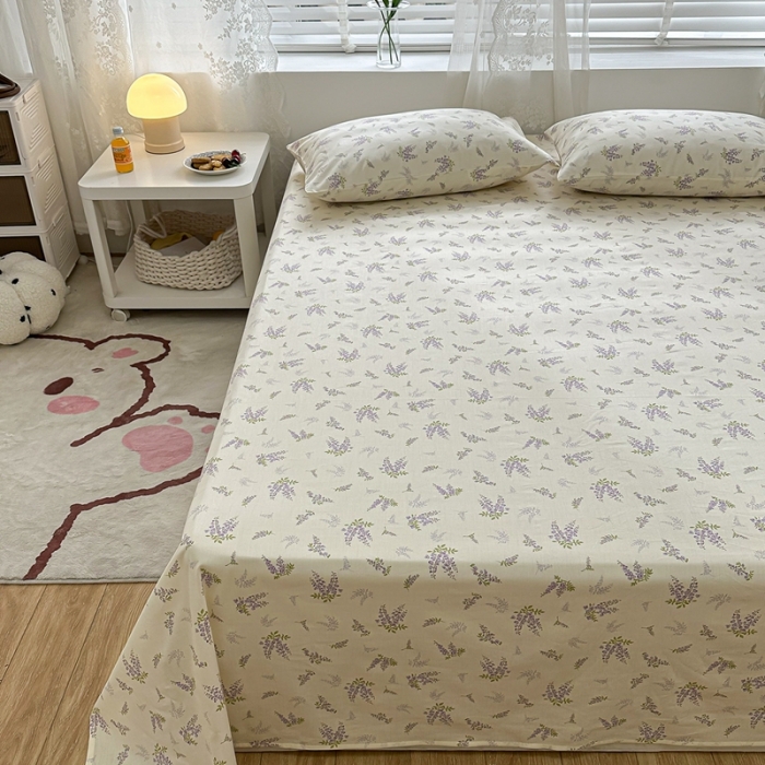 91家纺网 家纺一手货源 找家纺 洋铭区 2023新款全棉单品床单 紫樱花