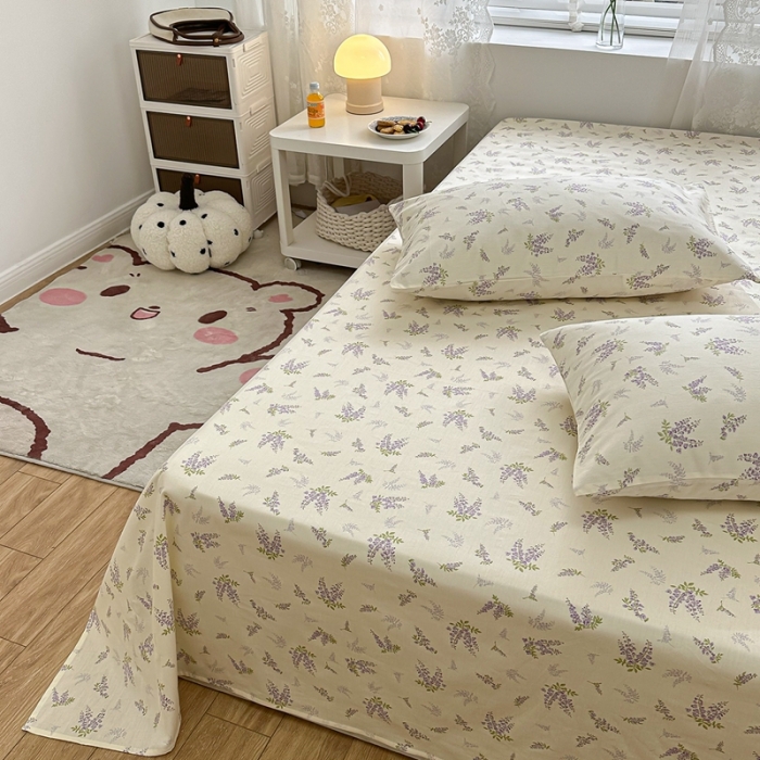 91家纺网 家纺一手货源 找家纺 洋铭区 2023新款全棉单品床单 紫樱花