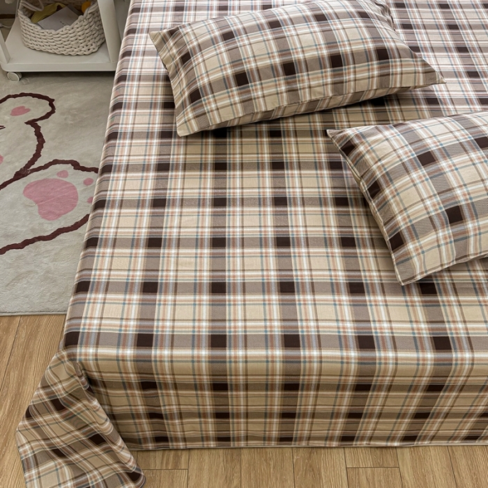 91家纺网 家纺一手货源 找家纺 洋铭区 2023新款全棉单品床单 棕格