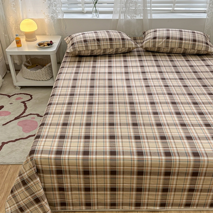 91家纺网 家纺一手货源 找家纺 洋铭区 2023新款全棉单品床单 棕格