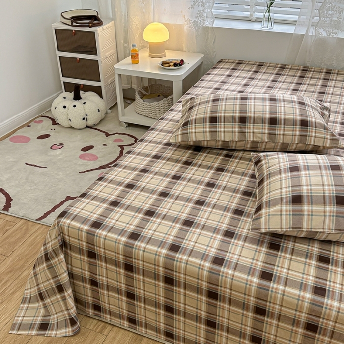 91家纺网 家纺一手货源 找家纺 洋铭区 2023新款全棉单品床单 棕格