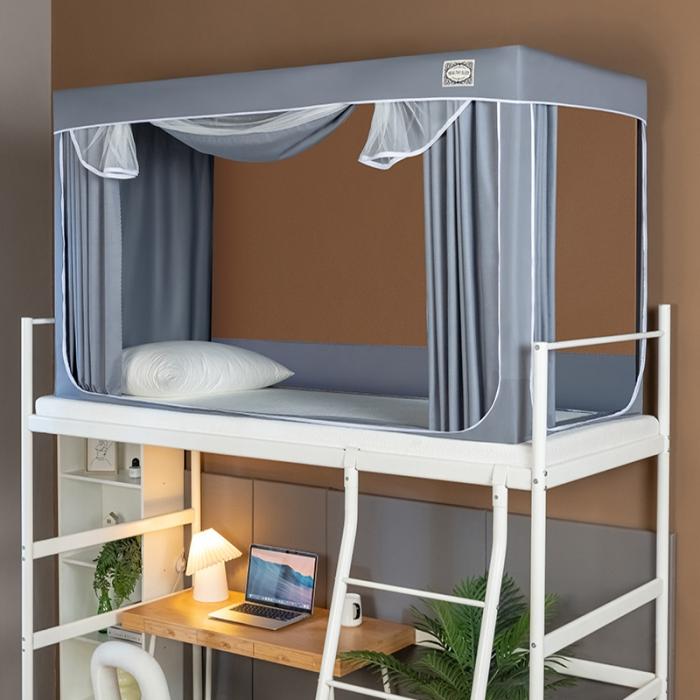 91家纺网 家纺一手货源 找家纺 学生上下铺床 帘蚊帐支架一体式单人男女寝室床幔遮挡帘0.9m米床