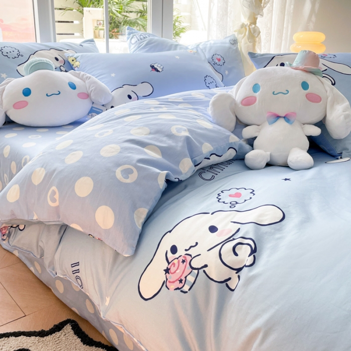 91家纺网 家纺一手货源 找家纺 暮思 2023新款正版授权三丽鸥全棉四件套系列 冰淇淋玉贵狗