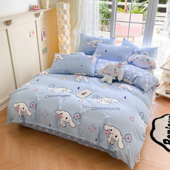 91家纺网 家纺一手货源 找家纺 暮思 2023新款正版授权三丽鸥全棉四件套系列 冰淇淋玉贵狗