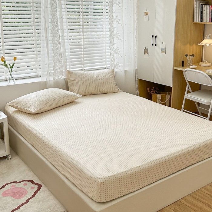 91家纺网 家纺一手货源 找家纺 洋铭区 2023新款全棉单品床笠 小紫爱心