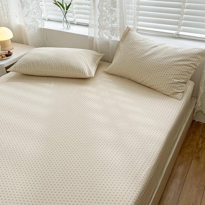 91家纺网 家纺一手货源 找家纺 洋铭区 2023新款全棉单品床笠 小紫爱心