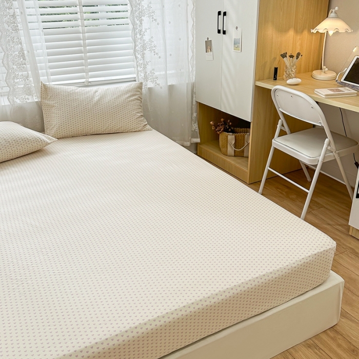 91家纺网 家纺一手货源 找家纺 洋铭区 2023新款全棉单品床笠 小紫爱心