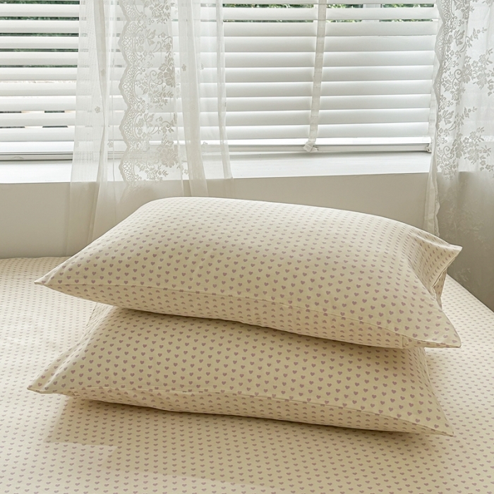 91家纺网 家纺一手货源 找家纺 洋铭区 2023新款全棉单品床笠 小紫爱心