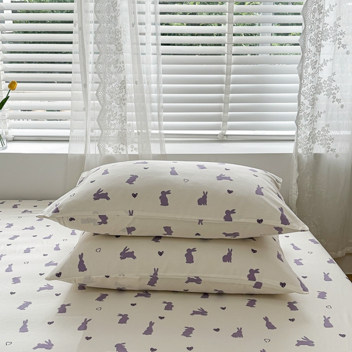 91家纺网 家纺一手货源 找家纺 洋铭区 2023新款全棉单品床笠 紫小兔