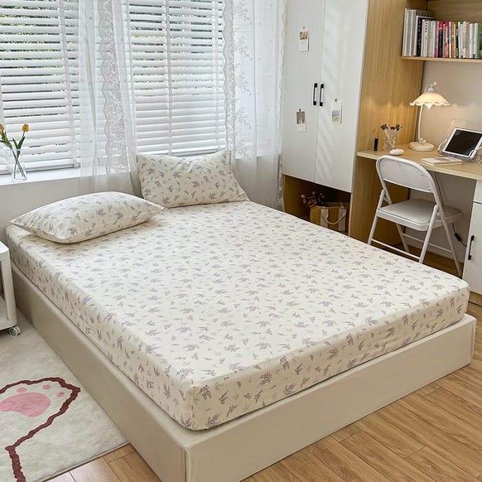 91家纺网 家纺一手货源 找家纺 洋铭区 2023新款全棉单品床笠 紫樱花