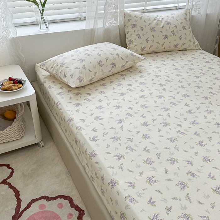 91家纺网 家纺一手货源 找家纺 洋铭区 2023新款全棉单品床笠 紫樱花