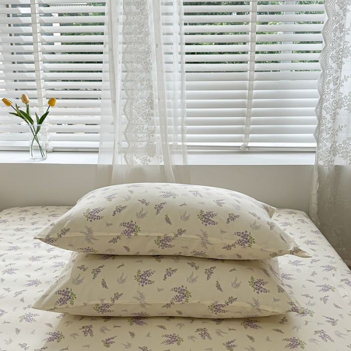 91家纺网 家纺一手货源 找家纺 洋铭区 2023新款全棉单品床笠 紫樱花