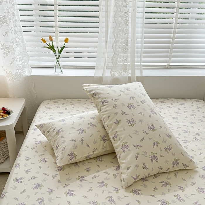 91家纺网 家纺一手货源 找家纺 洋铭区 2023新款全棉单品床笠 紫樱花