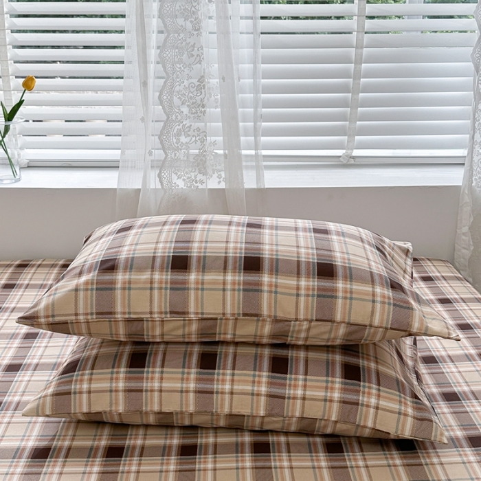 91家纺网 家纺一手货源 找家纺 洋铭区 2023新款全棉单品床笠 棕格