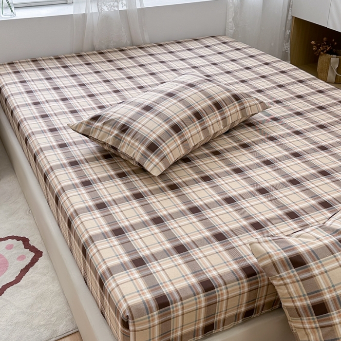 91家纺网 家纺一手货源 找家纺 洋铭区 2023新款全棉单品床笠 棕格