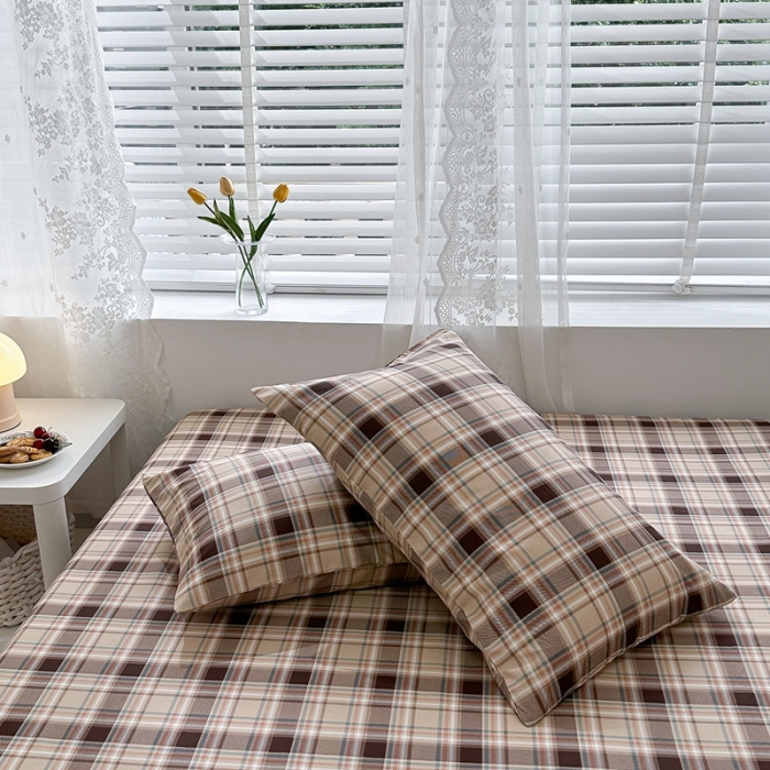 91家纺网 家纺一手货源 找家纺 洋铭区 2023新款全棉单品床笠 棕格