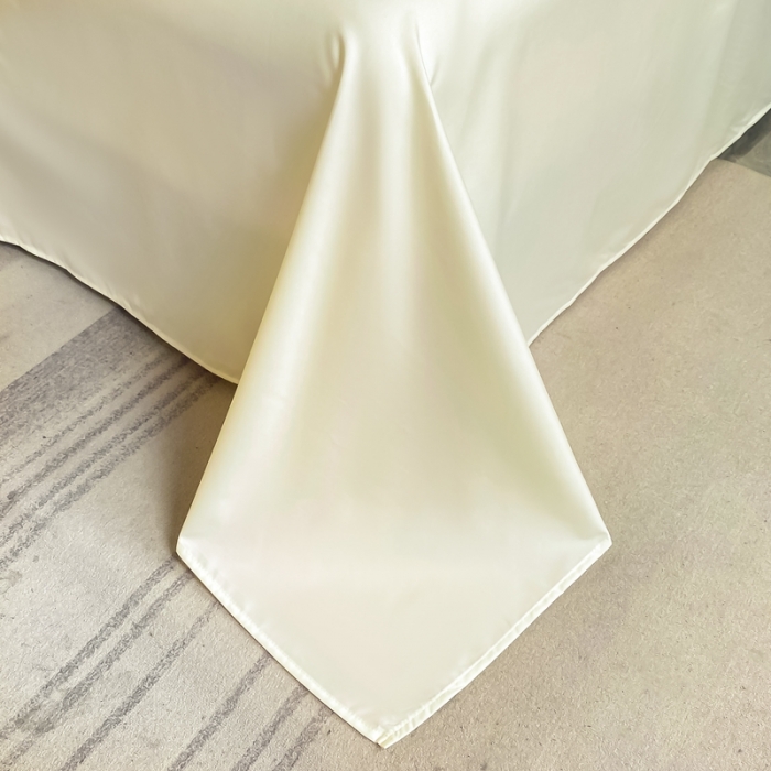 91家纺网 家纺一手货源 找家纺 2023新款韩版亲肤磨毛刺绣蕾丝床裙床单如意系列四件套 达琳美-奶油黄