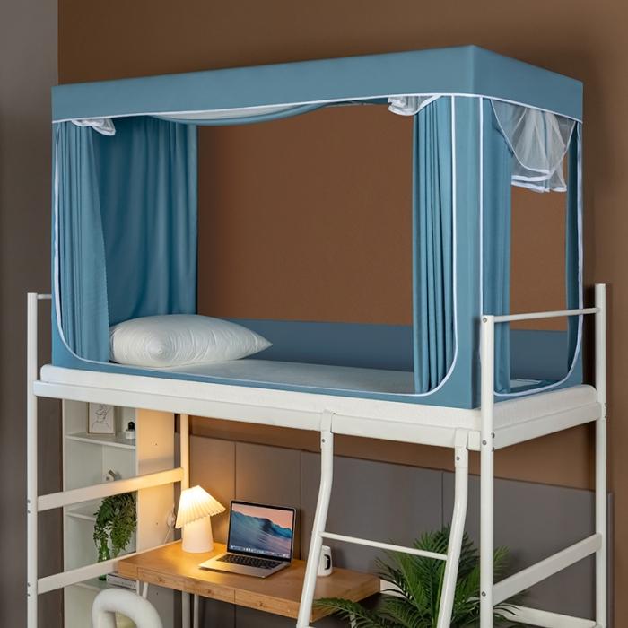 91家纺网 家纺一手货源 找家纺 学生上下铺床 帘蚊帐支架一体式单人男女寝室床幔遮挡帘0.9m米床