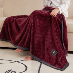 91家纺网 家纺一手货源 找家纺 (总)曼维尔2021新款330G同色水晶绒包边毛毯午睡双面毯