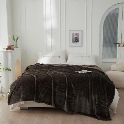 2023新款贝贝绒卷边款毛毯（单层双面）空调毯多功能盖毯子贝贝绒-咖啡