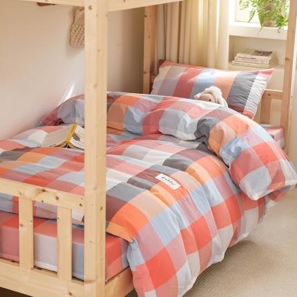 寐眠 2023新款全棉色织水洗棉学生三件套 七彩格