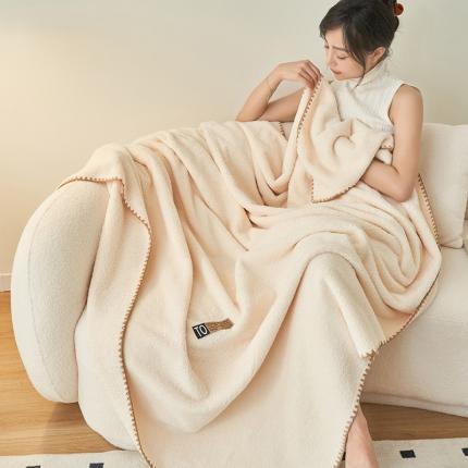 91家纺网 家纺一手货源 找家纺 总晨曦家纺 2023新款高克重440克云朵绒双层毛毯高级贝壳边加厚毯子