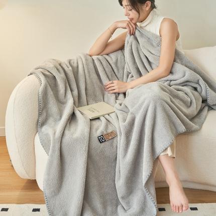 91家纺网 家纺一手货源 找家纺 晨曦家纺 2023新款高克重440克云朵绒双层毛毯高级贝壳边加厚毯子 云朵绒-银河灰